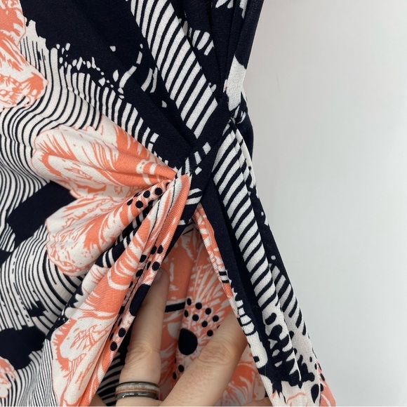 Suzy Shier  pink black Floral fitted twist sleeveless summer casual dress SP - Picture 9 of 14